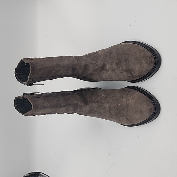 AQUATALIA Taupe/Gray-Brown Suede Mid-calf Boots with Diamond Quilting Detail, 7 - Picture 2 of 6